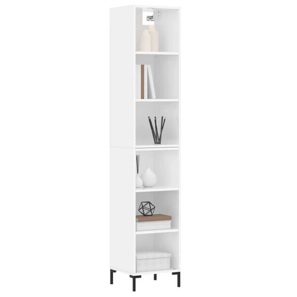 vidaXL Ραφιέρα Γυαλιστερό Λευκό 34,5x32,5x180 εκ. Επεξεργασμένο Ξύλο