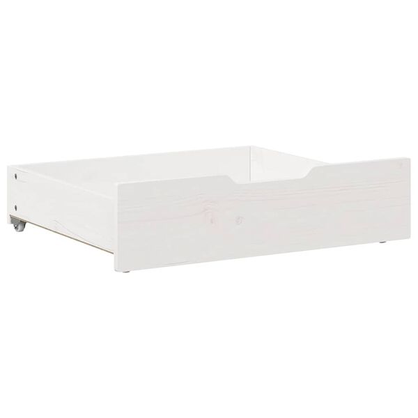 vidaXL Συρτάρια Κρεβατιού 2 τεμ Λευκό 75x55x17 εκ. Μασίφ Ξύλο Πεύκου