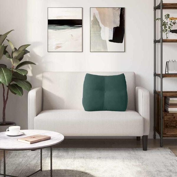 vidaXL Μαξιλάρι Πλάτης Σκούρο Πράσινο 60 x 24 x 50 εκ Βελούδο