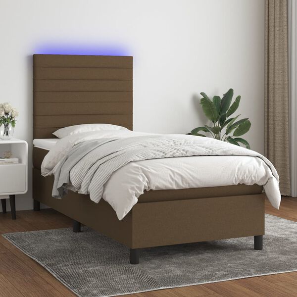 vidaXL &Kappa;&rho;&epsilon;&beta;ά&tau;&iota; Boxspring &mu;&epsilon; &Sigma;&tau;&rho;ώ&mu;&alpha; & LED &Sigma;&kappa;.&Kappa;&alpha;&phi;έ 80x200 &epsilon;&kappa;. &Upsilon;&phi;&alpha;&sigma;&mu;ά&tau;&iota;&nu;&omicron;