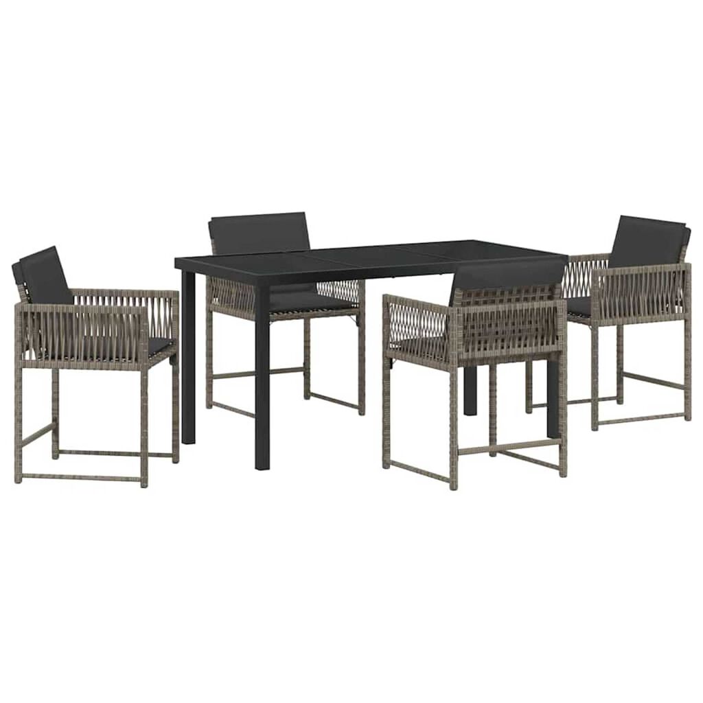 vidaXL Σέτ φαγητού για κήπο 5 pcs Γκρι συνθετικό ρατάν