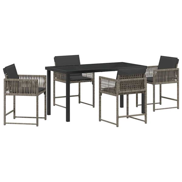 vidaXL Σέτ φαγητού για κήπο 5 pcs Γκρι συνθετικό ρατάν