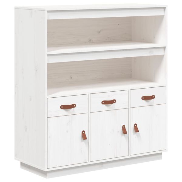 vidaXL Ντουλάπι Ψηλό Λευκό 100x40x108,5 εκ. από Μασίφ Ξύλο Πεύκου