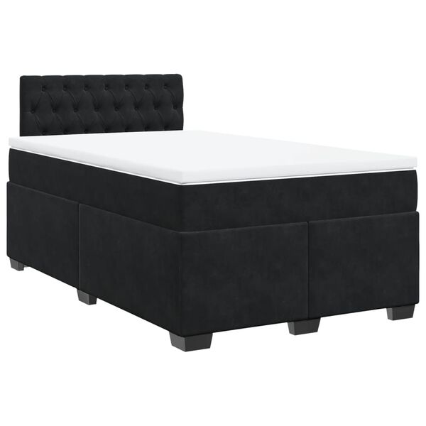 vidaXL Κρεβάτι Boxspring με Στρώμα Μαύρο 120 x 200 εκ. Βελούδινο