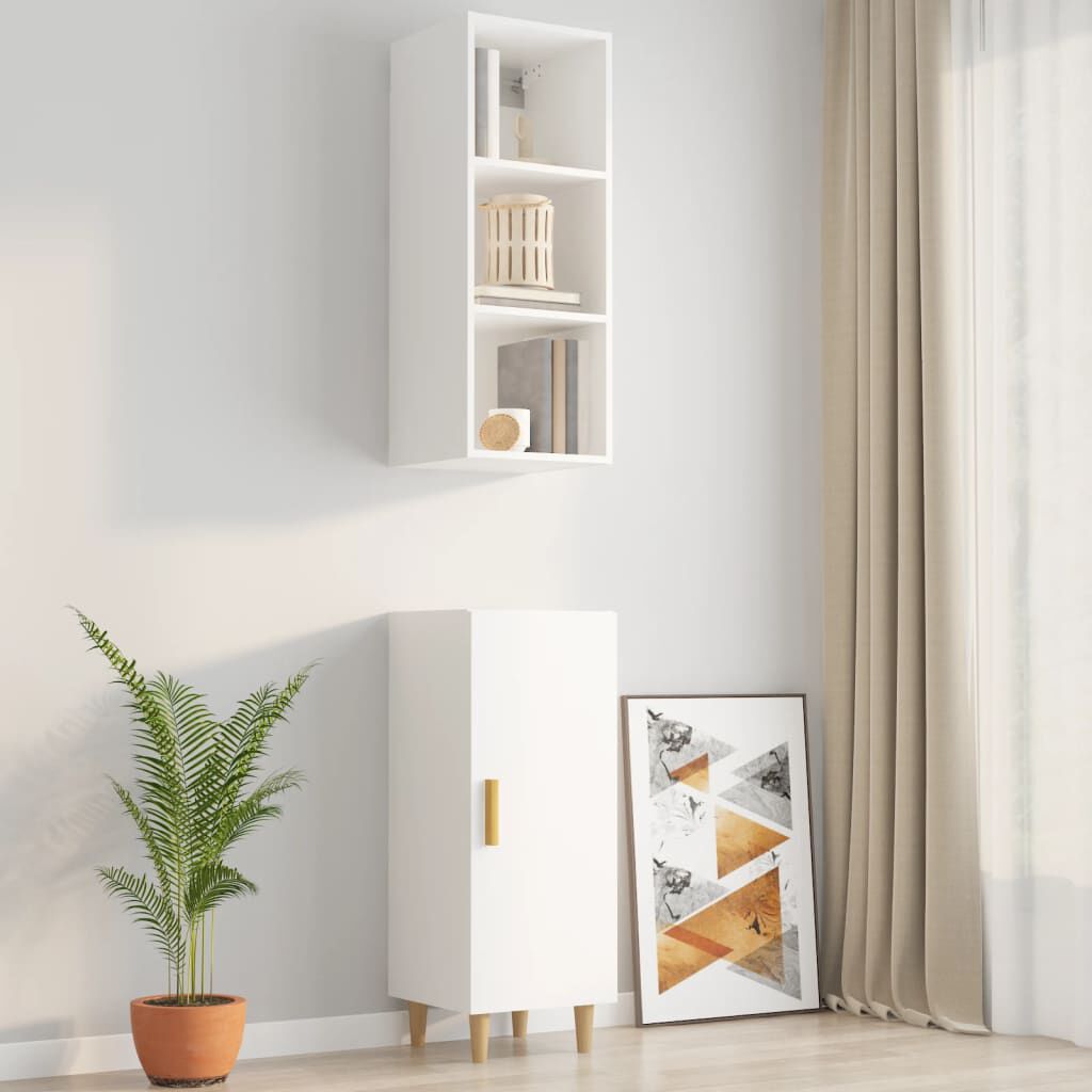 vidaXL Ντουλάπι Τοίχου Γυαλιστερό Λευκό 34,5x32,5x90 εκ. Επεξεργ. Ξύλο