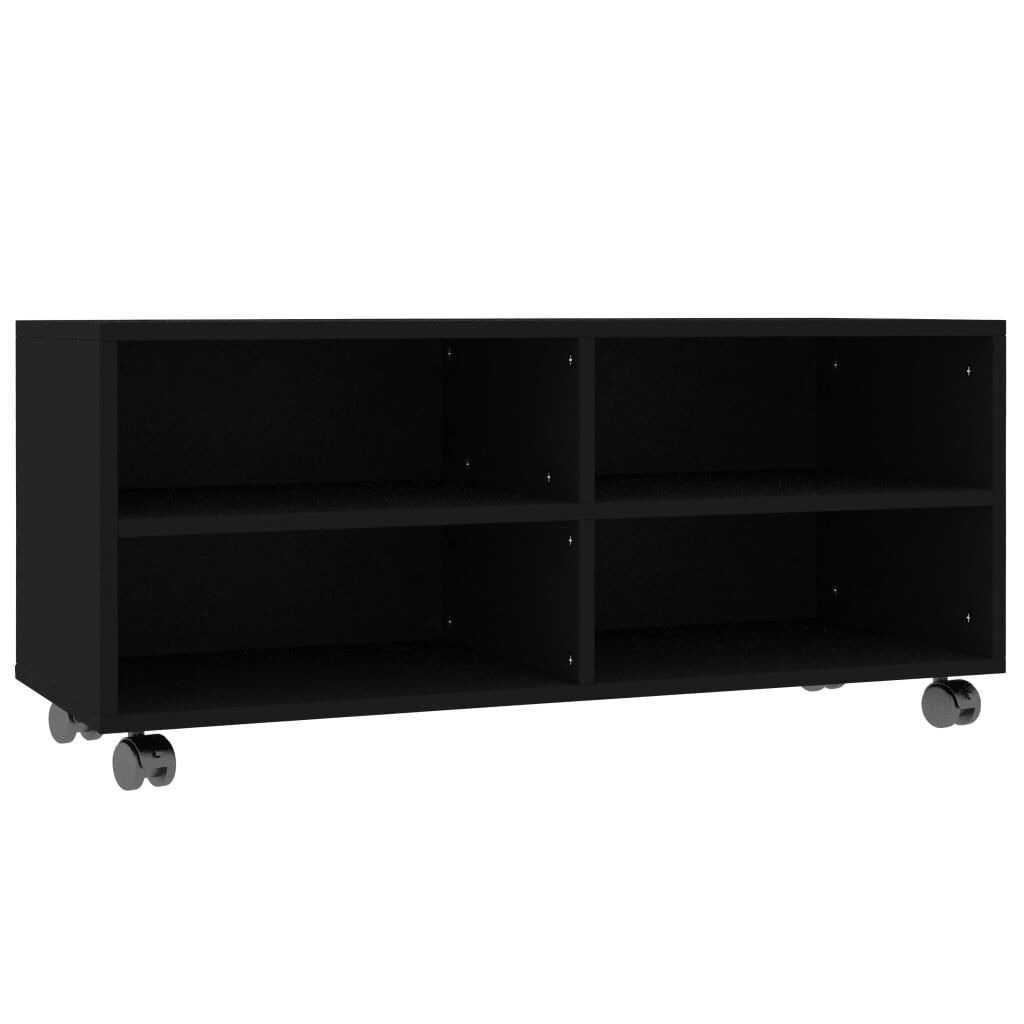vidaXL Έπιπλο Τηλεόρασης με Ρόδες Μαύρο 90x35x35 εκ. από Επεξ. Ξύλο