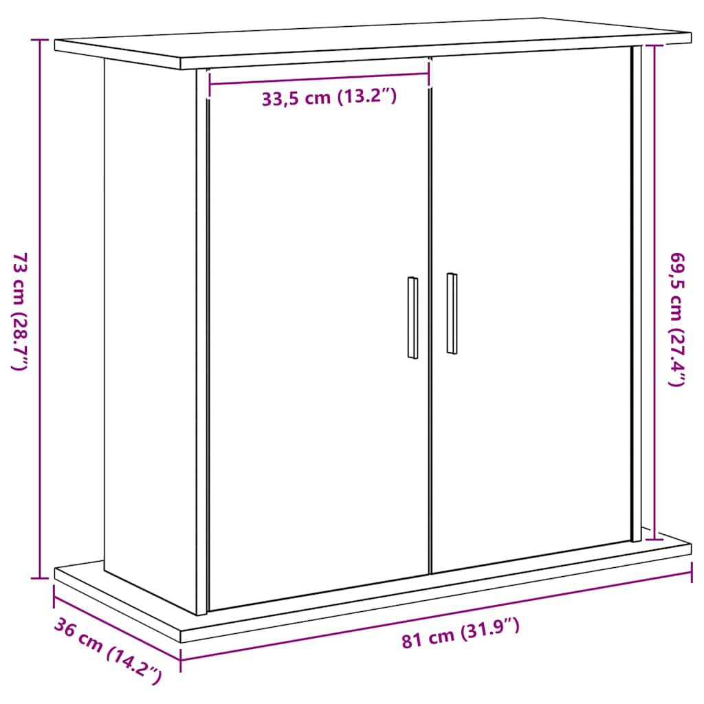 vidaXL Βάση Ενυδρείου Μαύρη Δρυς 81x36x73 εκ. από Επεξεργασμένο Ξύλο