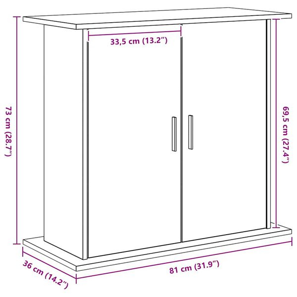 vidaXL Βάση Ενυδρείου Μαύρη Δρυς 81x36x73 εκ. από Επεξεργασμένο Ξύλο