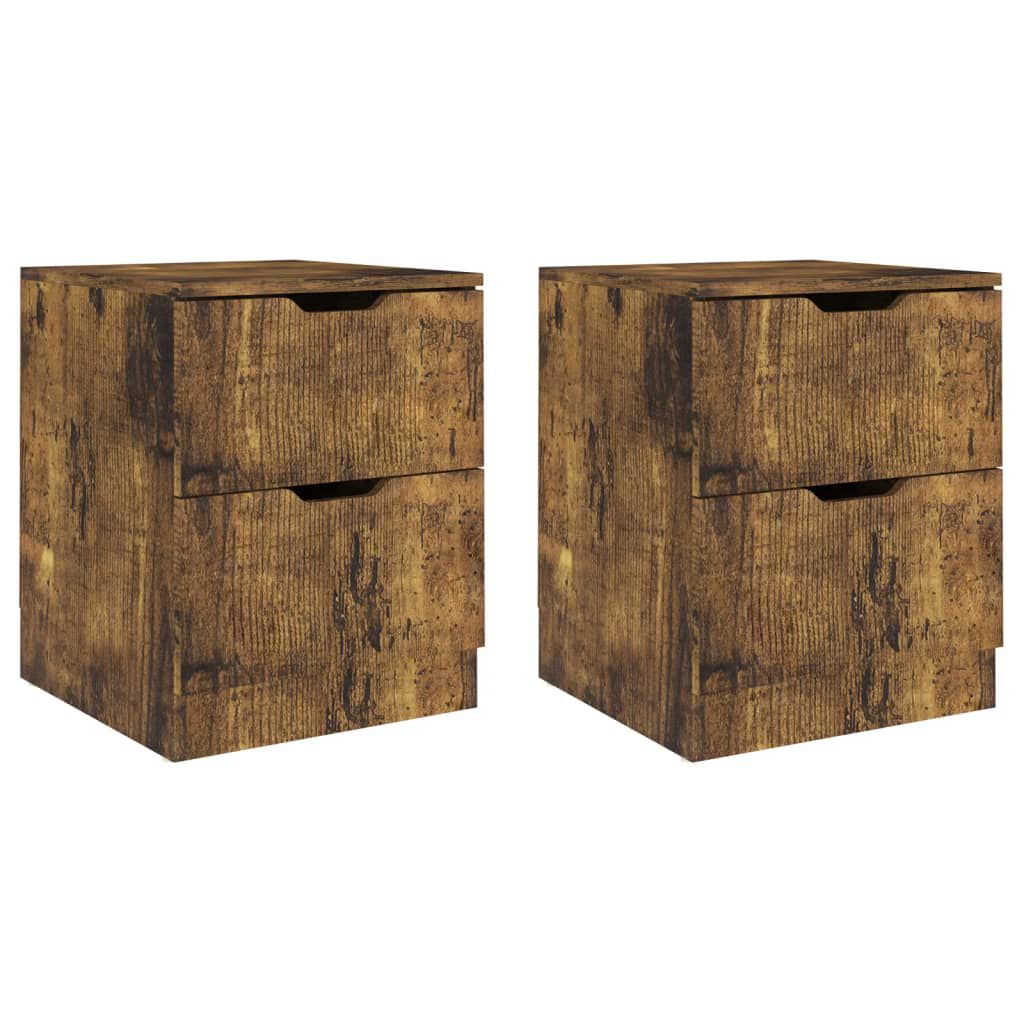 vidaXL Κομοδίνα 2 τεμ. Καπνιστή Δρυς 40 x 40 x 50 εκ. Επεξεργ. Ξύλο
