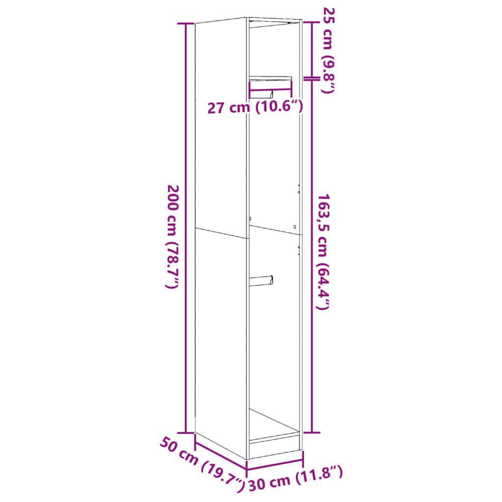vidaXL Ντουλάπα Καπνιστή Δρυς 30x50x200 εκ. από Επεξεργασμένο Ξύλο