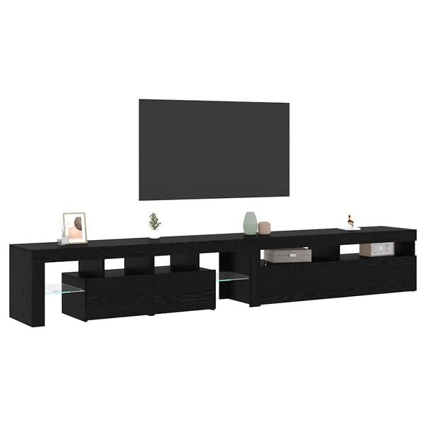 vidaXL Ντουλάπι TV 2 pcs Μαύρη Οξυά 260 x 37 x 40 εκ