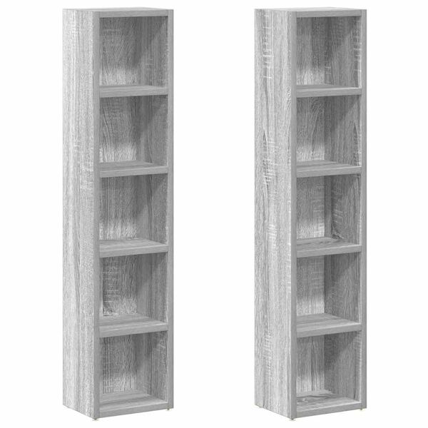 vidaXL Ντουλάπια CD 2 τεμ. Γκρι Sonoma 21x16x93,5 εκ. Επεξεργ. Ξύλο