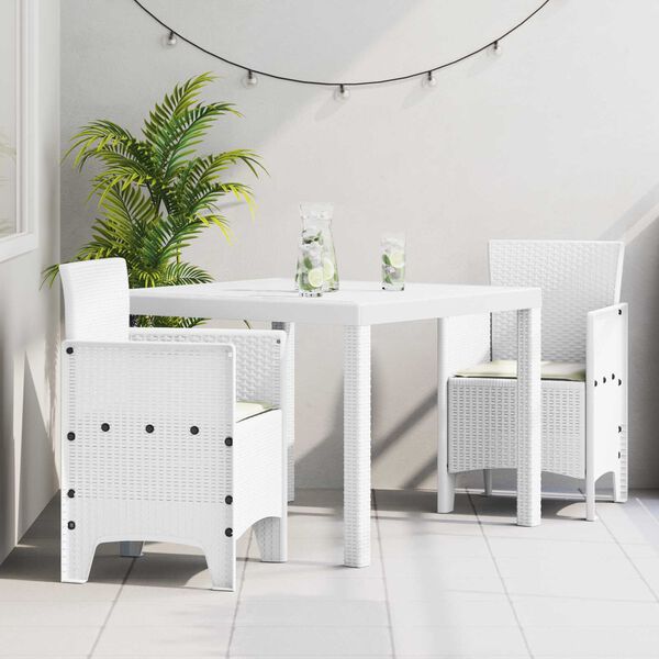 vidaXL Σέτ φαγητού για κήπο 3 pcs Λευκό Rattan Polt