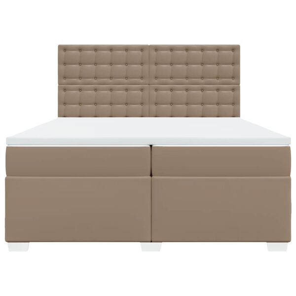 vidaXL Κρεβάτι Boxspring με Στρώμα Καπουτσίνο 200x200εκ.από Συνθ.Δέρμα