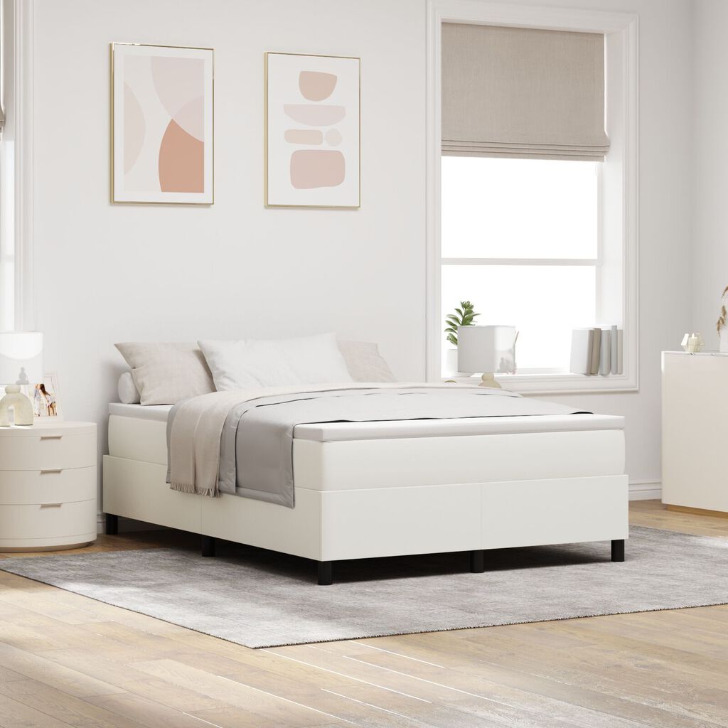 vidaXL Κρεβάτι με ελατήρια Κρεμ 160x200 εκ. από ύφασμα καρδουμελ