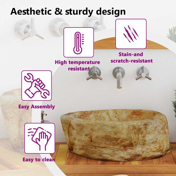 vidaXL Νιπτήρας Απολίθωμα Κρεμ 45 x 35 x 15 εκ. Πέτρινος