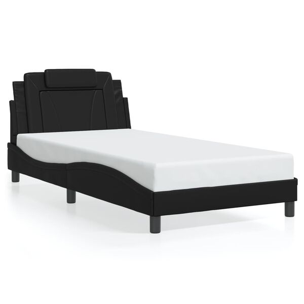 vidaXL Πλαίσιο Κρεβατιού με Κεφαλάρι Μαύρο 100x200 εκ. Συνθετικό Δέρμα