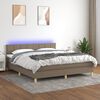 vidaXL &Kappa;&rho;&epsilon;&beta;ά&tau;&iota; Boxspring &mu;&epsilon; &Sigma;&tau;&rho;ώ&mu;&alpha; & LED Taupe 180x200 &epsilon;&kappa;. &Upsilon;&phi;&alpha;&sigma;&mu;ά&tau;&iota;&nu;&omicron;