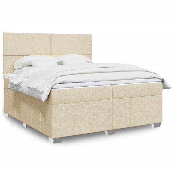 vidaXL &Kappa;&rho;&epsilon;&beta;ά&tau;&iota; Boxspring &mu;&epsilon; &Sigma;&tau;&rho;ώ&mu;&alpha; &Kappa;&rho;&epsilon;&mu; 200x200 &epsilon;&kappa;. &Upsilon;&phi;&alpha;&sigma;&mu;ά&tau;&iota;&nu;&omicron;