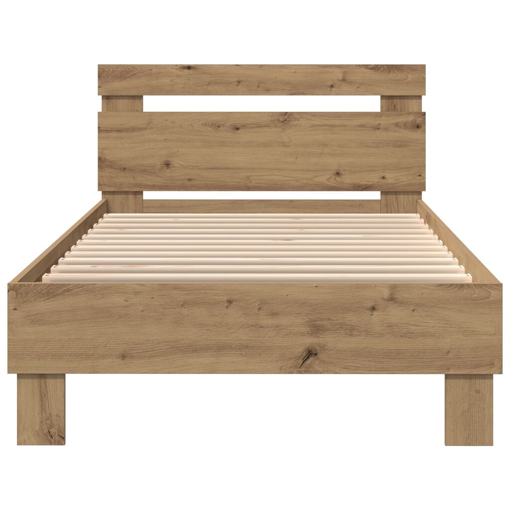 Bed Frame με LED Φώτα Artisan Oak 90x190 cm Κατασκευασμένο Ξύλο