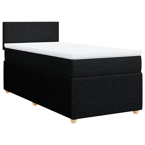 vidaXL Κρεβάτι Boxspring με Στρώμα Μαύρο 90x190 εκ.Υφασμάτινο
