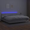 vidaXL Κρεβάτι Boxspring με Στρώμα & LED Λευκό 200x200 εκ. Συνθ. Δέρμα