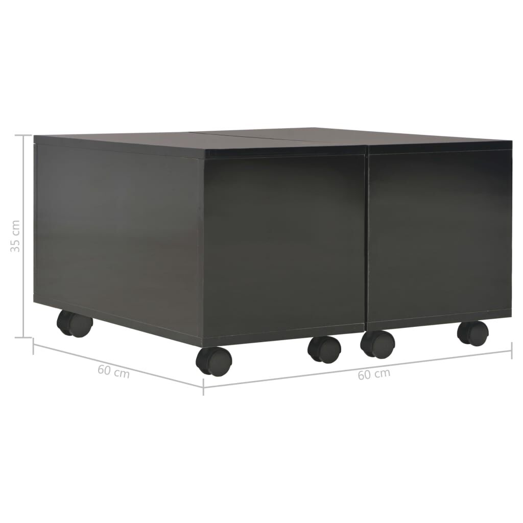 vidaXL Τραπεζάκι Σαλονιού Γυαλιστερό Μαύρο 60x60x35 εκ. Επεξ. Ξύλο