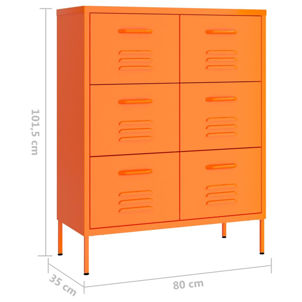 vidaXL Συρταριέρα Πορτοκαλί 80 x 35 x 101,5 εκ. από Ατσάλι