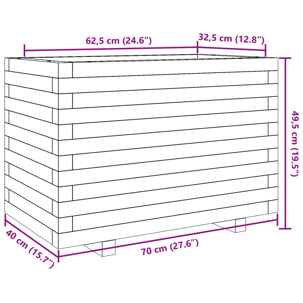 vidaXL Ζαρντινιέρα Κήπου Λευκή 70x40x49,5 εκ. από Μασίφ Ξύλο Πεύκου