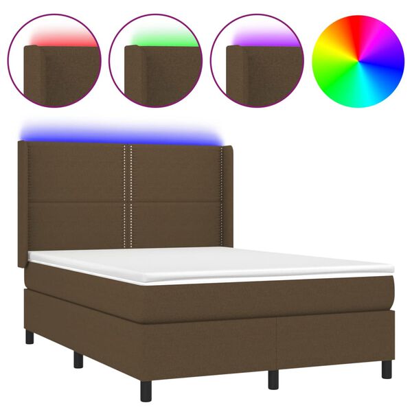 vidaXL &Kappa;&rho;&epsilon;&beta;ά&tau;&iota; Boxspring &mu;&epsilon; &Sigma;&tau;&rho;ώ&mu;&alpha; & LED &Sigma;&kappa;.&Kappa;&alpha;&phi;έ 140x190&epsilon;&kappa;. &Upsilon;&phi;&alpha;&sigma;&mu;ά&tau;&iota;&nu;&omicron;