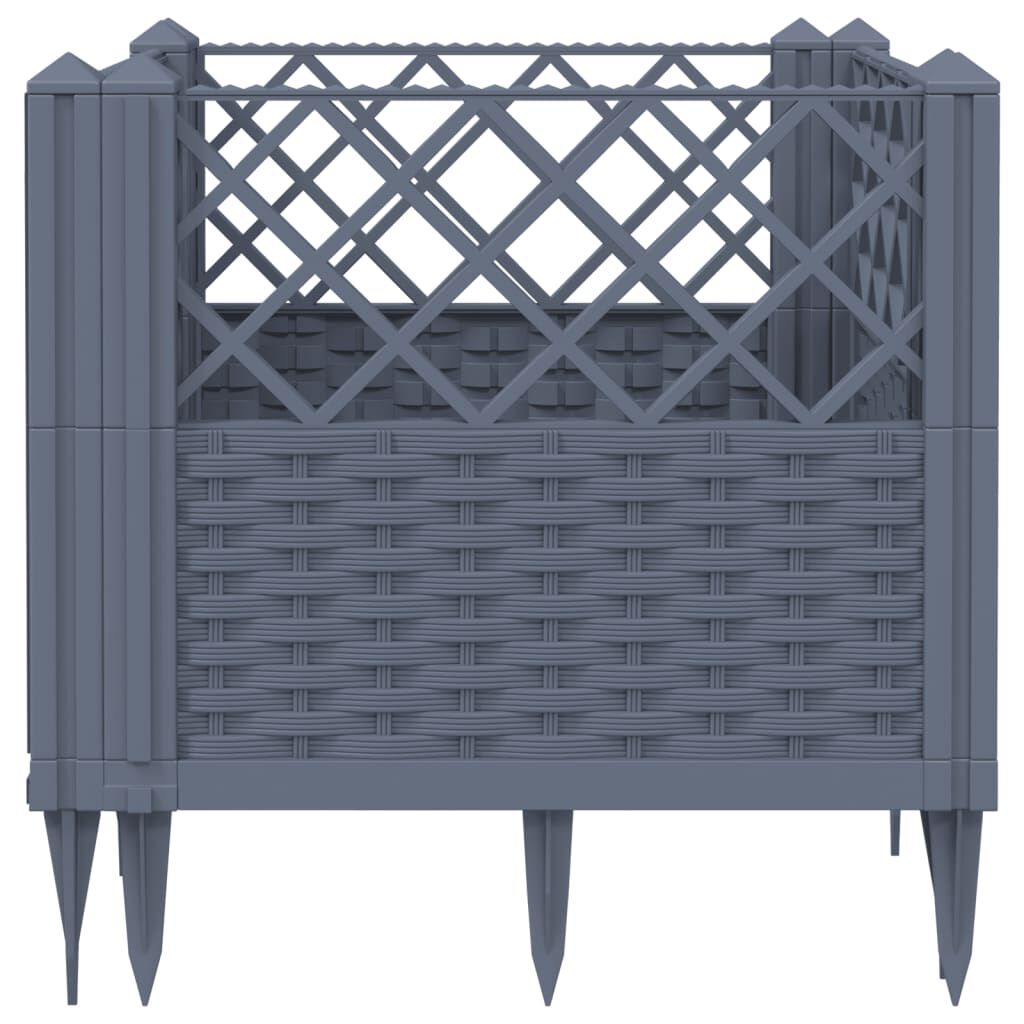 vidaXL Ζαρντινιέρα με Πασσάλους Γκρι 43,5x43,5x43,5 εκ. Πολυπροπυλένιο