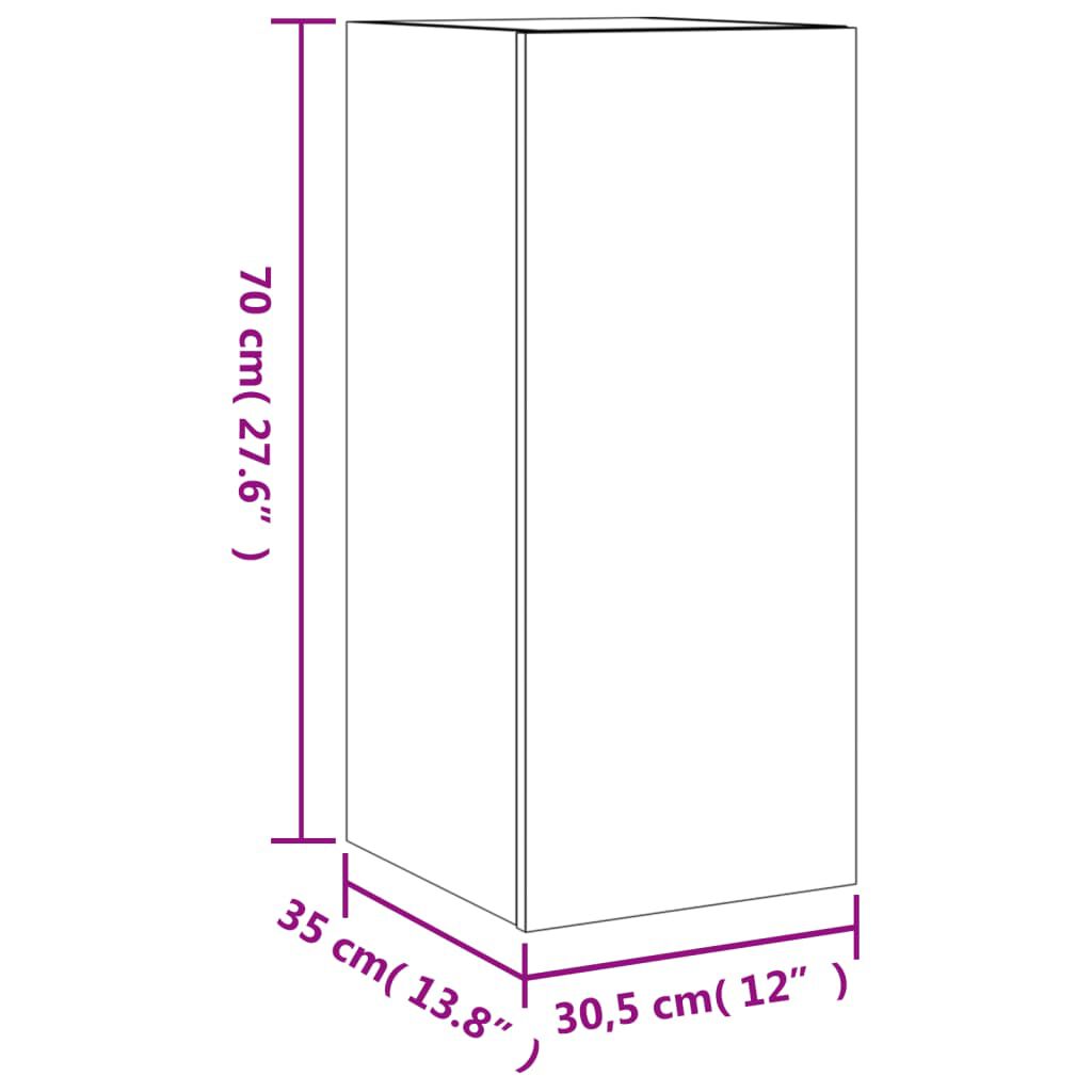 vidaXL Έπιπλο Τοίχου Τηλεόρασης με LED Μαύρο 30,5x35x70 εκ.