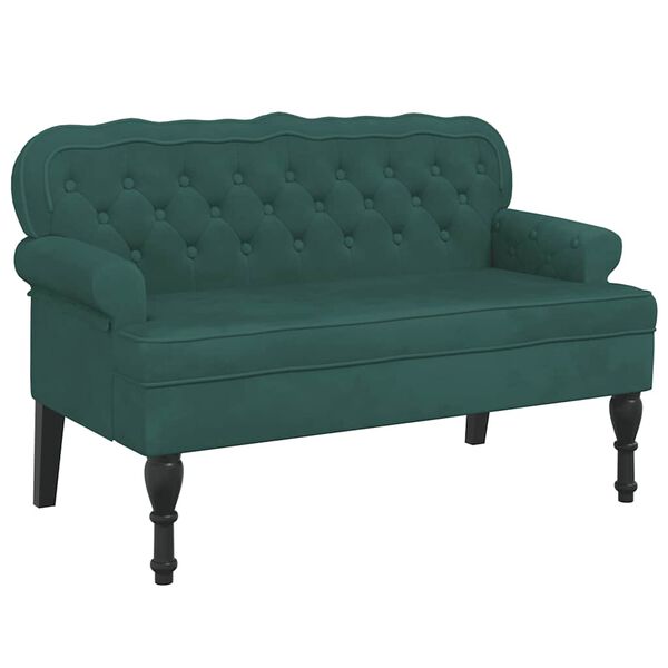 vidaXL Παγκάκι με Πλάτη Σκούρο Πράσινο 119,5x64,5x75 εκ. Βελούδινο