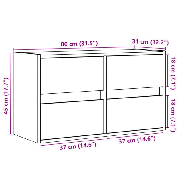 vidaXL Έπιπλο Τοίχου Τηλεόρασης με LED Sonoma Δρυς 80x31x45 εκ.