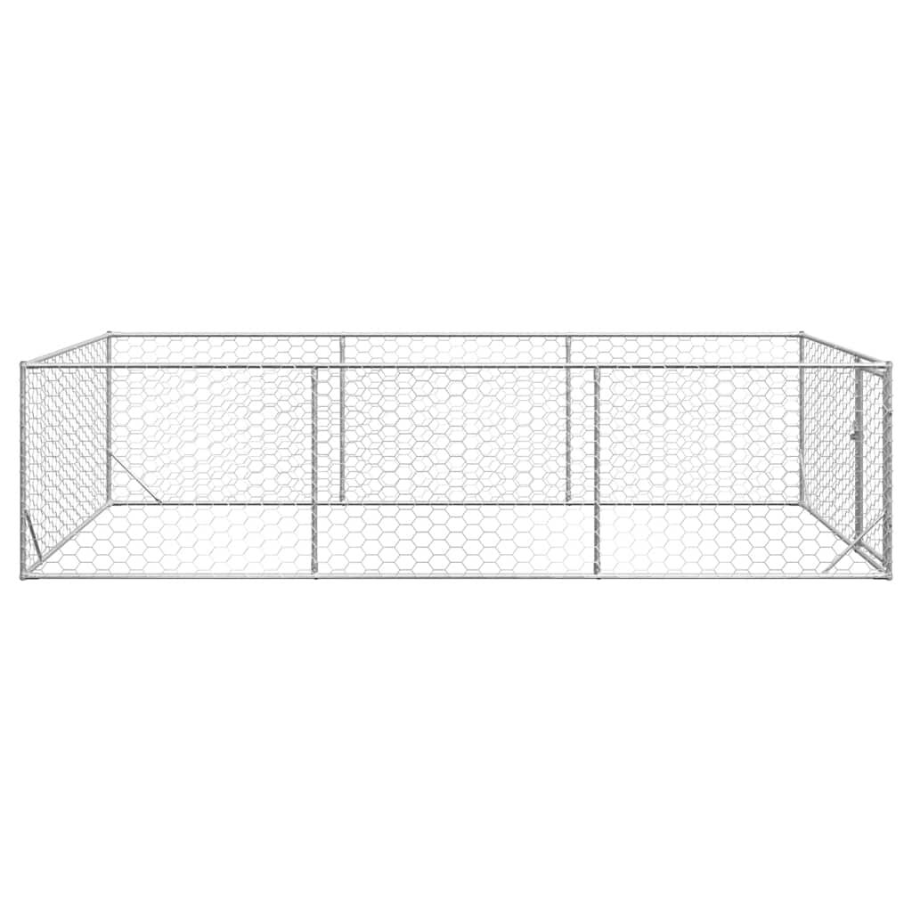 vidaXL Κλουβί Σκύλου Εξωτερ. Χώρου με πόρτα 2x4x1 μ. Γαλβαν. Ατσάλι