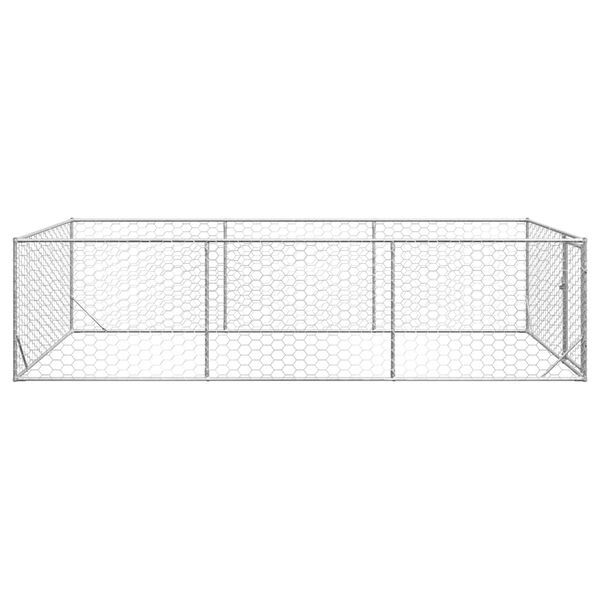 vidaXL Κλουβί Σκύλου Εξωτερ. Χώρου με πόρτα 2x4x1 μ. Γαλβαν. Ατσάλι