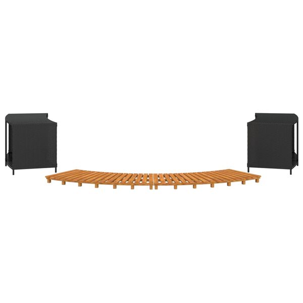 vidaXL Πλαίσιο Τζακούζι Μαύρο από Συνθετικό Ρατάν + Μασίφ Ξύλο Ακακίας