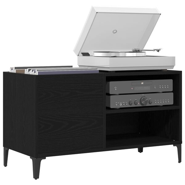 vidaXL Ντουλάπα Δίσκων Μαύρη Δρυς 84,5x38x48 εκ Επεξεργασμένο Ξύλο