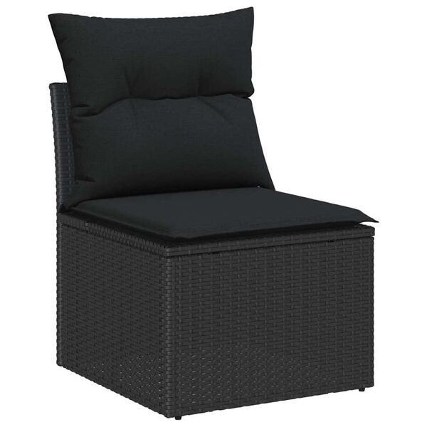 vidaXL Σετ Καναπέ Κήπου με μαξιλάρι 6 pcs Μαύρο Πολυ ράταν