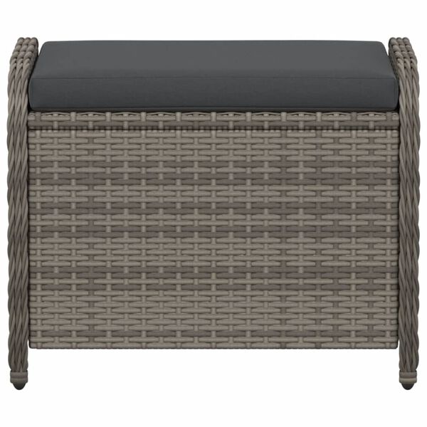 vidaXL Υποπόδιο Κήπου Γκρι 58x46x46 εκ. Συνθετικό Ρατάν με Μαξιλάρι