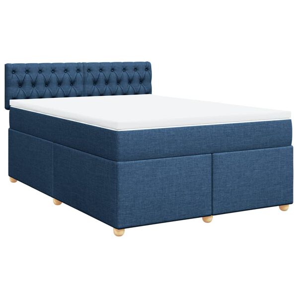 vidaXL Κρεβάτι Boxspring με Στρώμα Μπλε 160x200 εκ. Υφασμάτινο