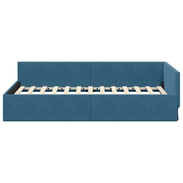 vidaXL Κρεβάτι Γωνίας Μπλε 80 x 200 cm Βελούδο και Εργοστασιακό ξύλο