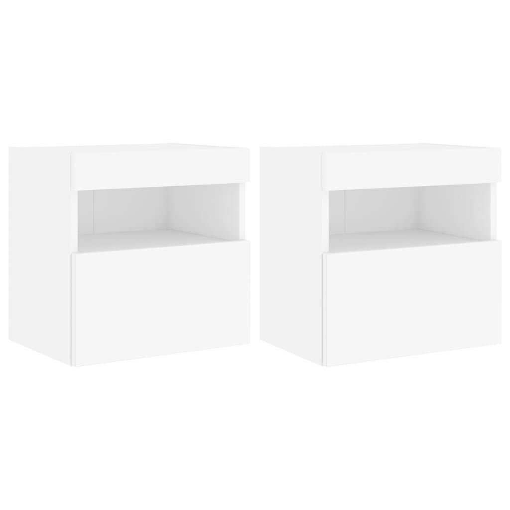 vidaXL Έπιπλα Τοίχου Τηλεόρασης με LED 2 Τεμ. Λευκά 40x30x40 εκ.