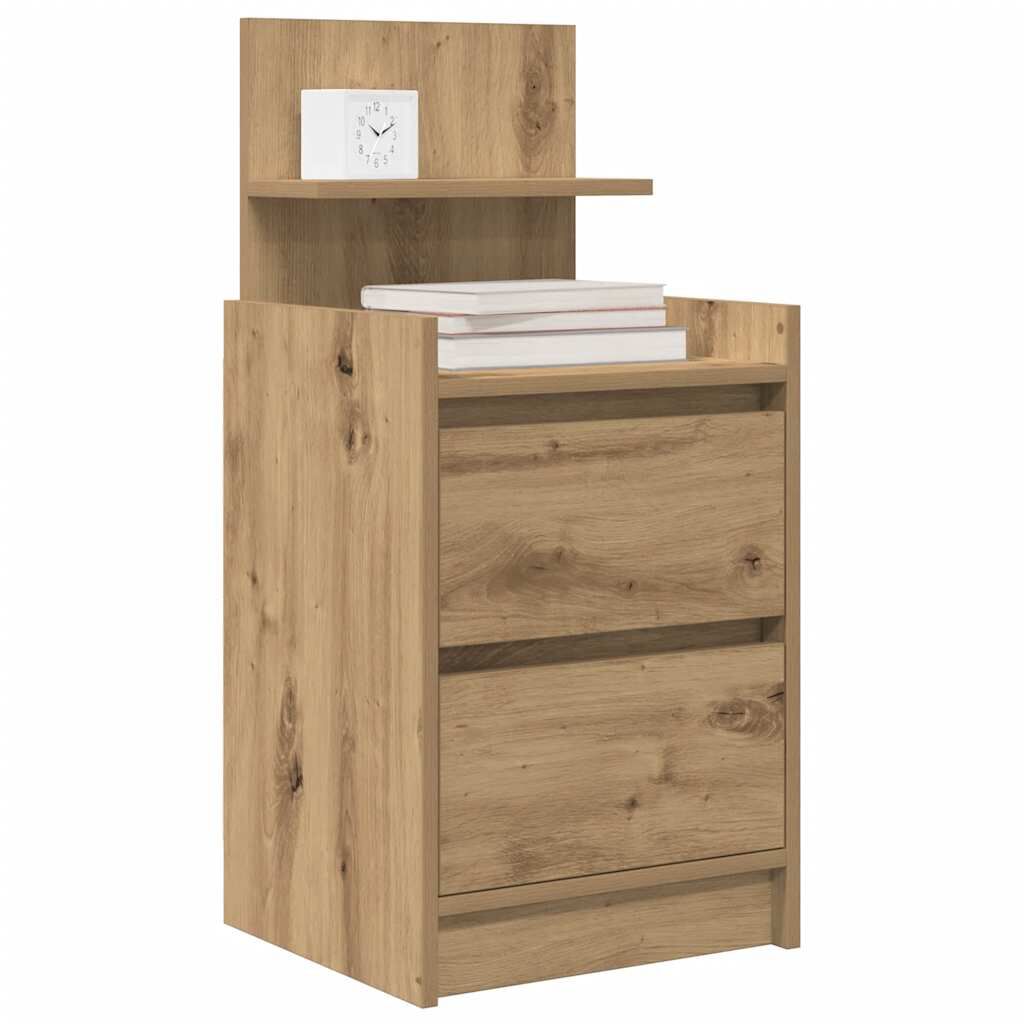 vidaXL Κομοδίνο με 2 συρτάρια Αρτισιανή Δρυς 38x34x80 εκ.