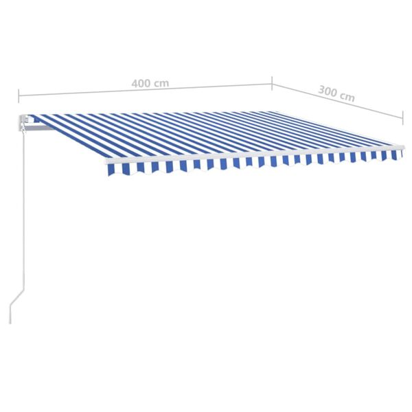 vidaXL Τέντα Συρόμενη Χειροκίνητη με LED Μπλε / Λευκό 400 x 300 εκ.