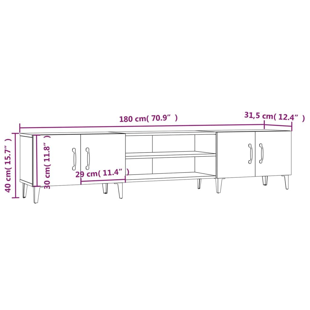 vidaXL Έπιπλο Τηλεόρασης Καπνιστή Δρυς 180 x 31,5 x 40 εκ. Επεξ. Ξύλο