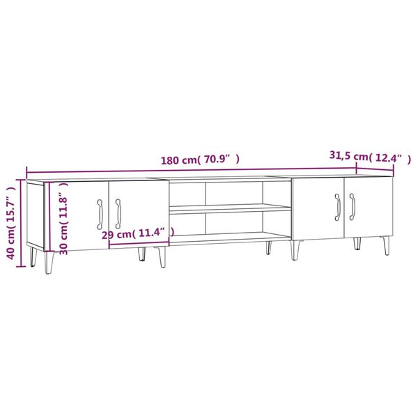 vidaXL Έπιπλο Τηλεόρασης Καπνιστή Δρυς 180 x 31,5 x 40 εκ. Επεξ. Ξύλο