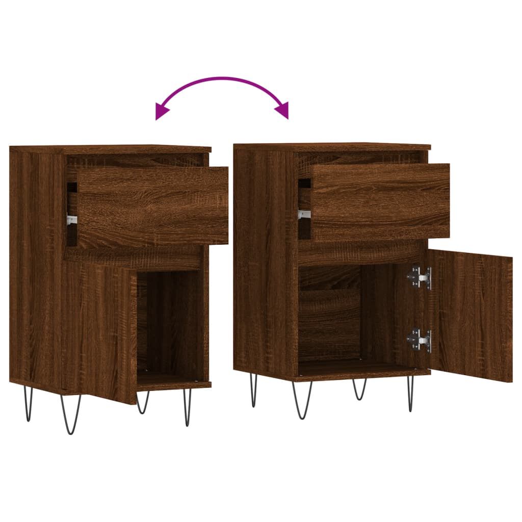 vidaXL Ντουλάπια 2 τεμ. Καφέ Δρυς 40x35x70 εκ. από Επεξεργασμένο Ξύλο