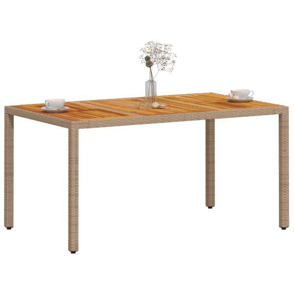 vidaXL Τραπέζι Κήπου Μπεζ 150x90x75 εκ. Συνθετικό Ρατάν / Ξύλο Ακακίας