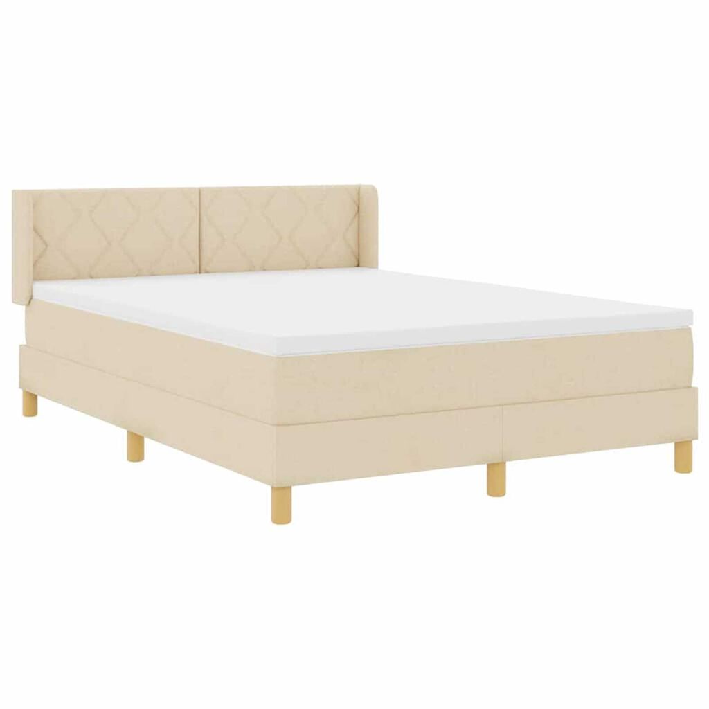 vidaXL Κρεβάτι με Ελατήρια με στρώμα Κρεμ 160 x 200 cm ύφασμα